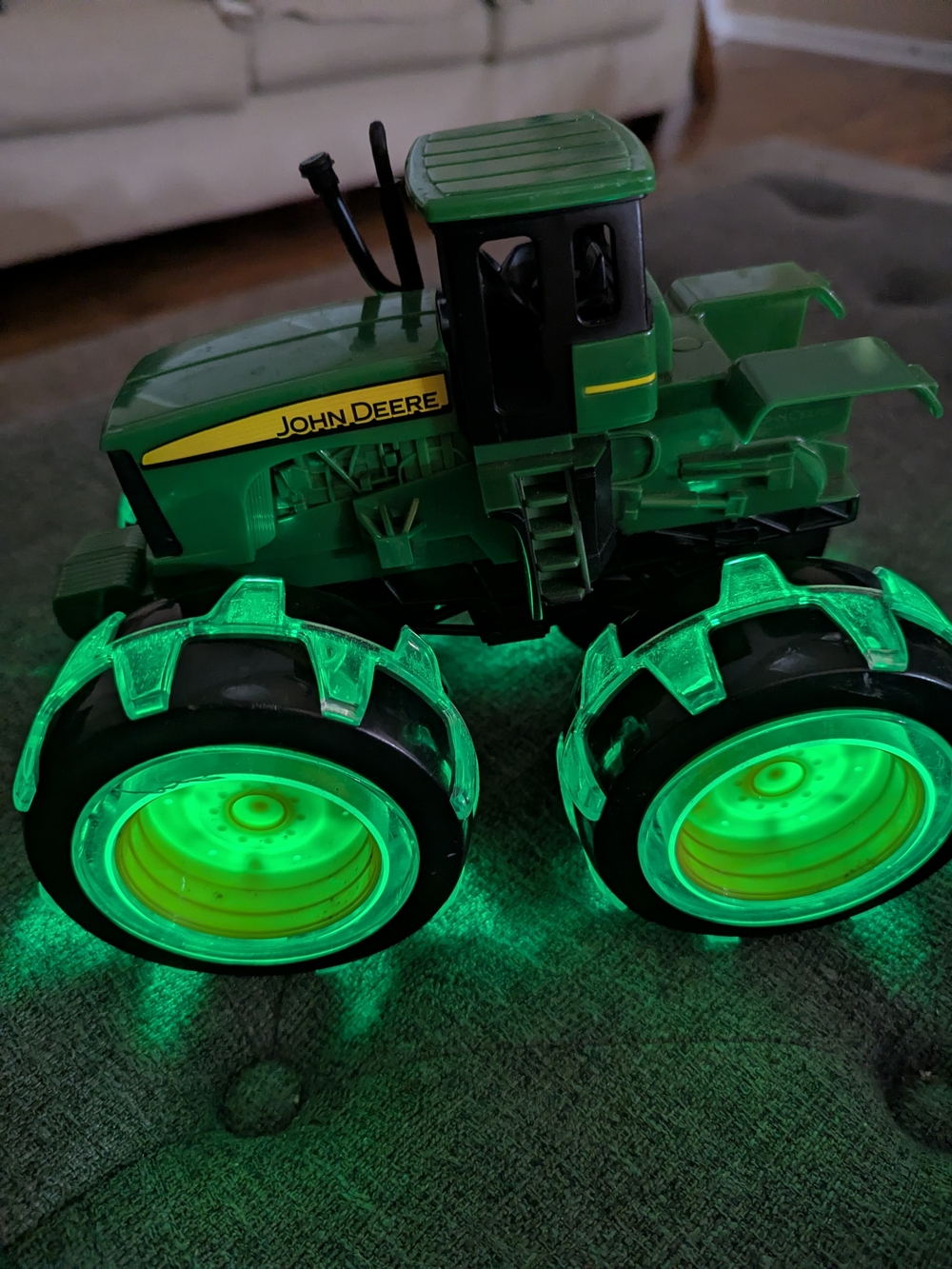 John Deere Monster Green Light-Up Tractor Toy for Kids